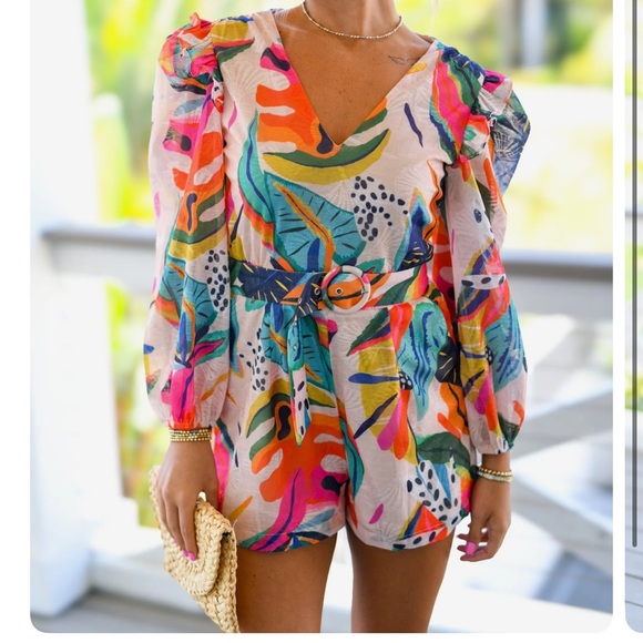 Long Sleeve Printed Romper - Picture 1 of 2